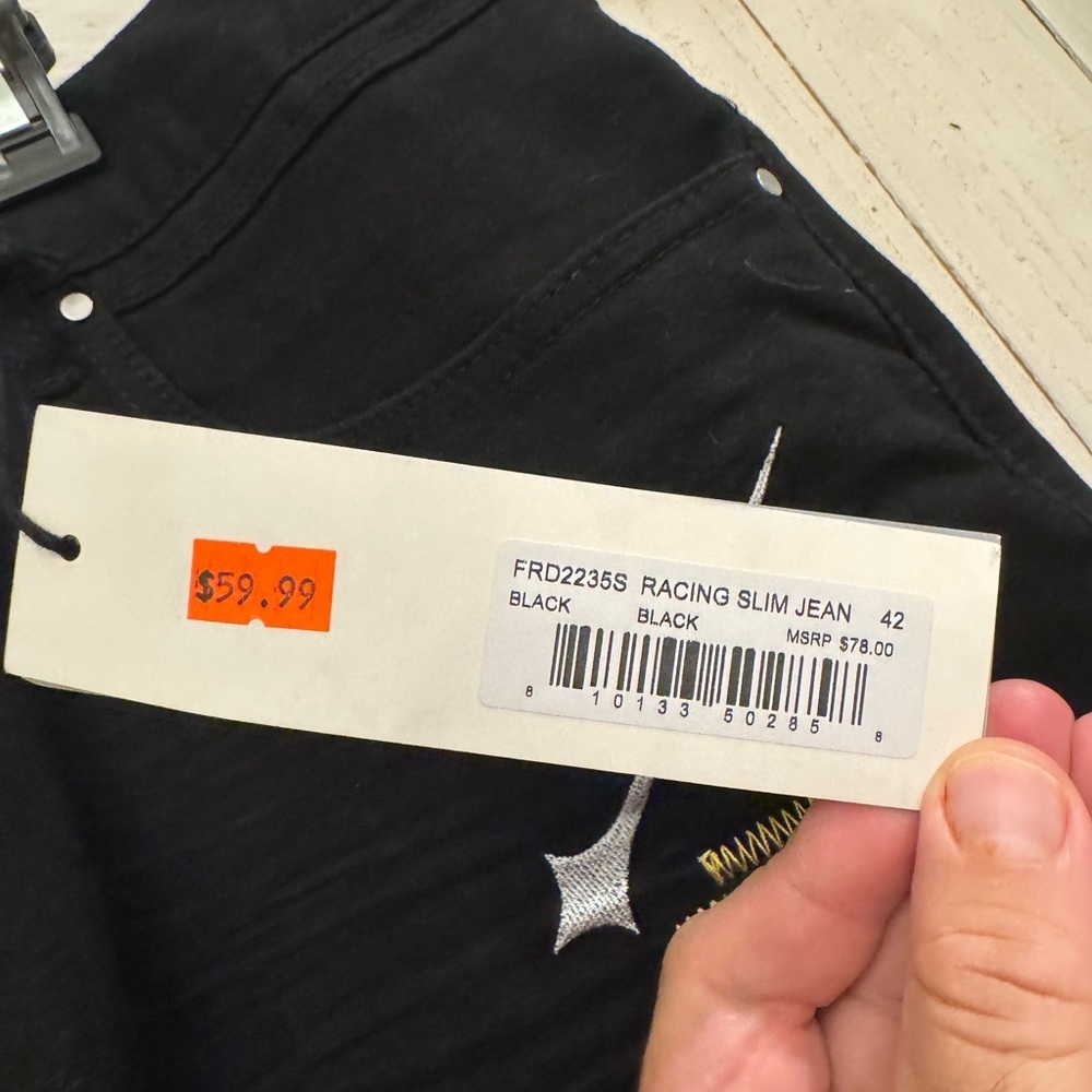 First Row “Downtown LA Racing” Jeans – 42W x 32L – Black – NWT - Picture 6 of 11